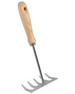 Hand rake - 5 teeth - Galvanized steel - Ash wood handle