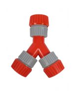 Y-vertakking met 3 opgeschroefde slanghouders dia 12-18 mm (pvc) op kaart