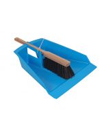 Bladerenblik - Met stoffer - Kunststof - Hout - Blauw