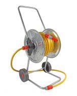 Haspel, gemonteerd 25m - 1/2 inch met gele tuinslang en 1/2 inch pvc koppelingen, volledig verzinkt