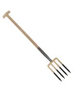 Spitvork - 4 tanden - Essenhouten steel - 85 centimeter