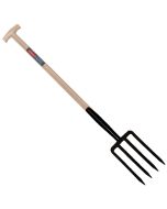 Spitvork - Professioneel - Vaste veer - 4 tanden - Essenhouten steel - 85 centimeter