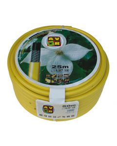 Gele slang 1/2 inch 25m, getricoteerd high twist resistant
