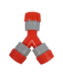 Y-vertakking met 3 opgeschroefde slanghouders dia 12-18 mm (pvc) op kaart