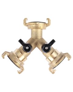 GK-snelkoppeling - 2-wegstuk - Met afsluitkraantjes - Messing