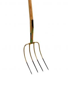 Mestvork - 4 tanden - Essenhouten steel - 85 centimeter