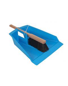 Bladerenblik - Met stoffer - Kunststof - Hout - Blauw