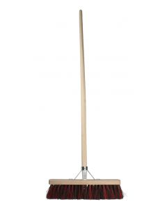 Straatbezem - Arenga/Kunststof - 40 cm - Ergonomisch - Dampgebogen - Houten steel