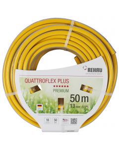 Gele slang 1/2 inch 50m, quattroflex getricoteerd no torsion white plus