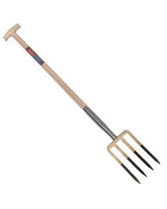 Spitvork - Professioneel - 4 tanden - Essenhouten steel - 85 centimeter