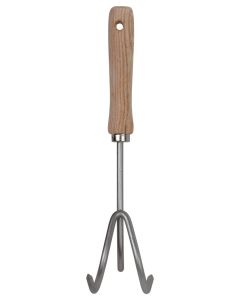 Handkrabbertje - Drietand - Verzinkt staal - Houten handvat