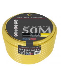 Gele slang 1/2 inch 50m, getricoteerd high twist resistant